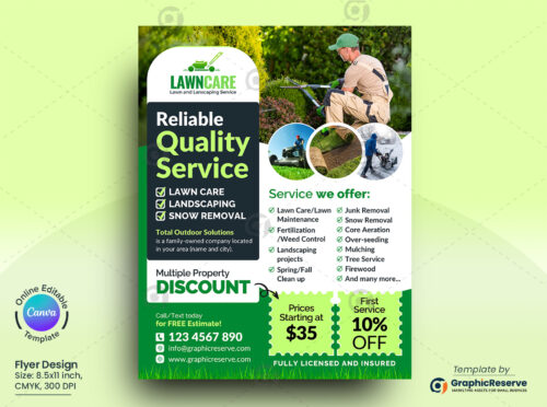 Quality Landscaping Flyer Design Canva Template