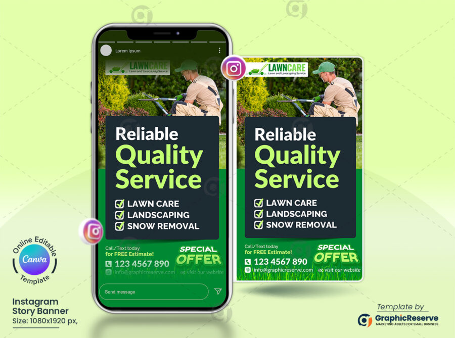 Quality Landscaping Instagram Story Post Canva Template
