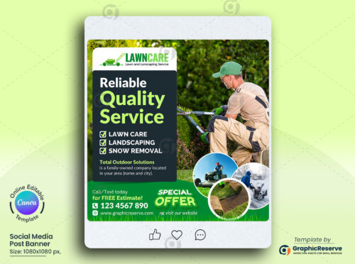 Quality Landscaping Social Media Post Canva Template