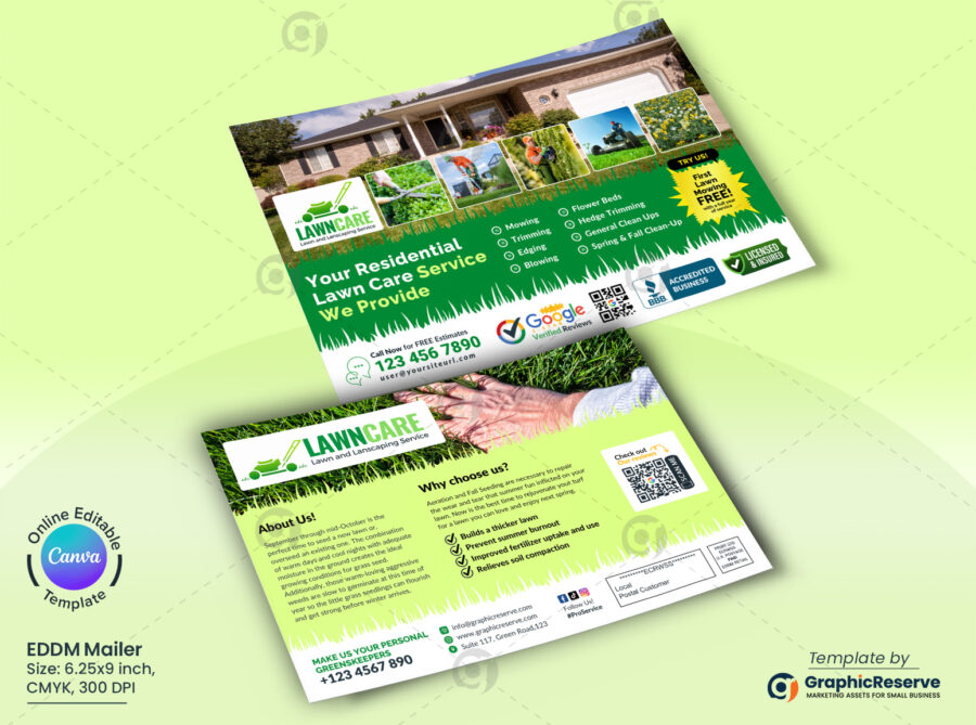 Residential Lawn Care Service EDDM Canva Template