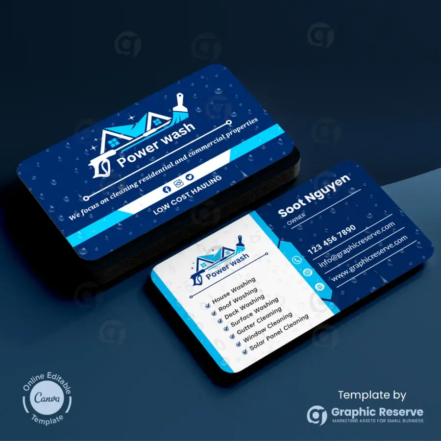 Soft Washing Business Card Canva Template