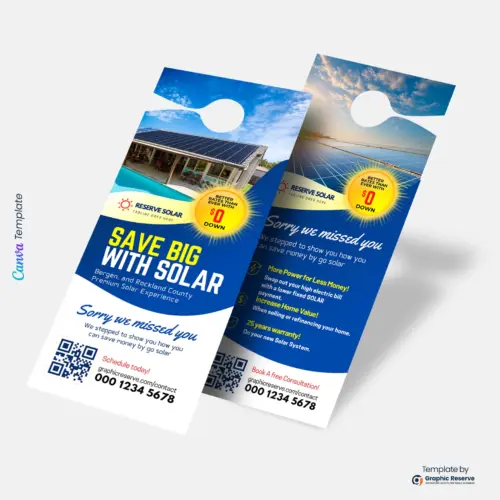 Solar Company Door Hanger | Editable Canva Template