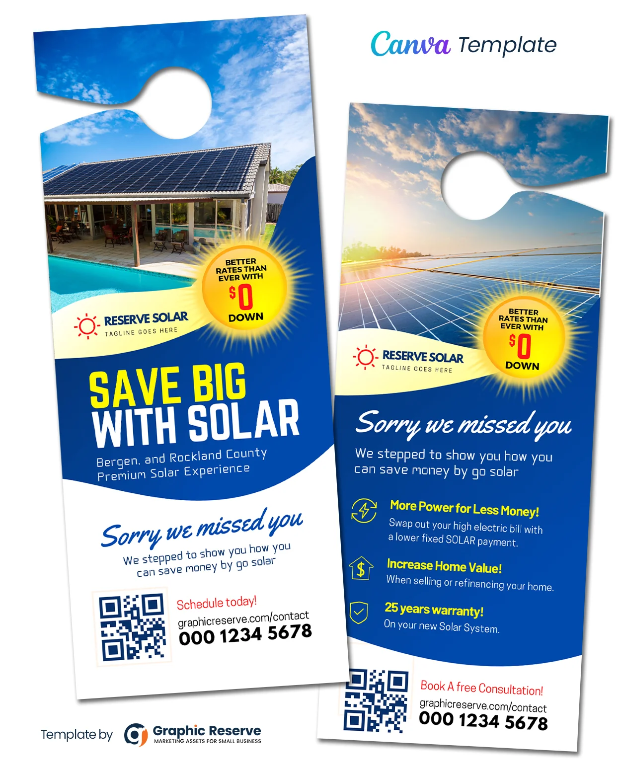 Solar Door Hanger Design Canva Template