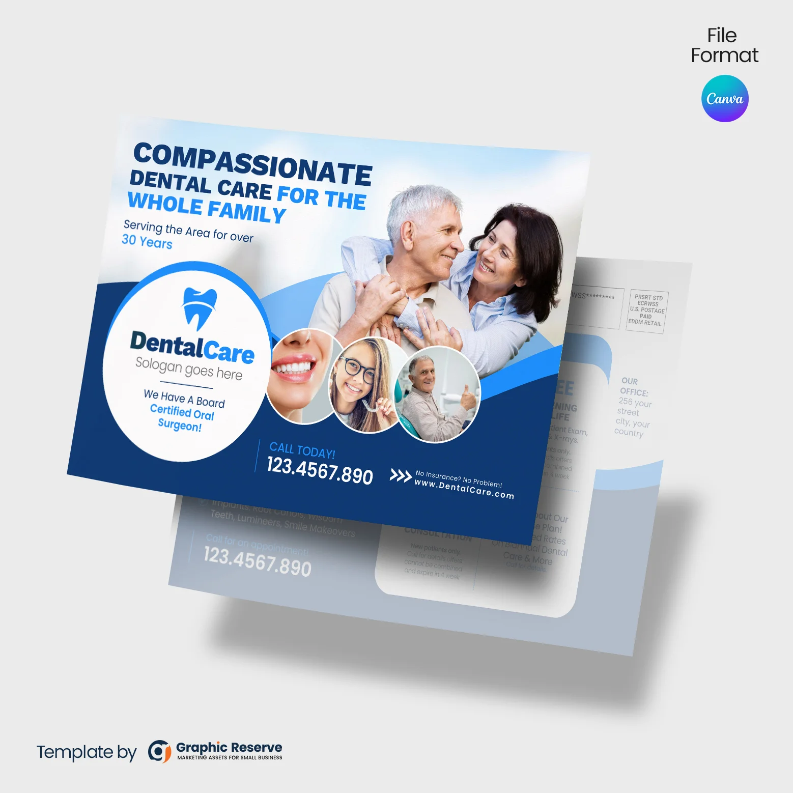 Dental-Advertising-Mailer-Postcard-Design-Canva-Editable-Template