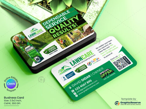 Garden & Landscaping Services Business Card Canva Template