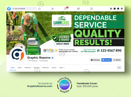 Garden & Landscaping Services Facebook Cover Canva Template
