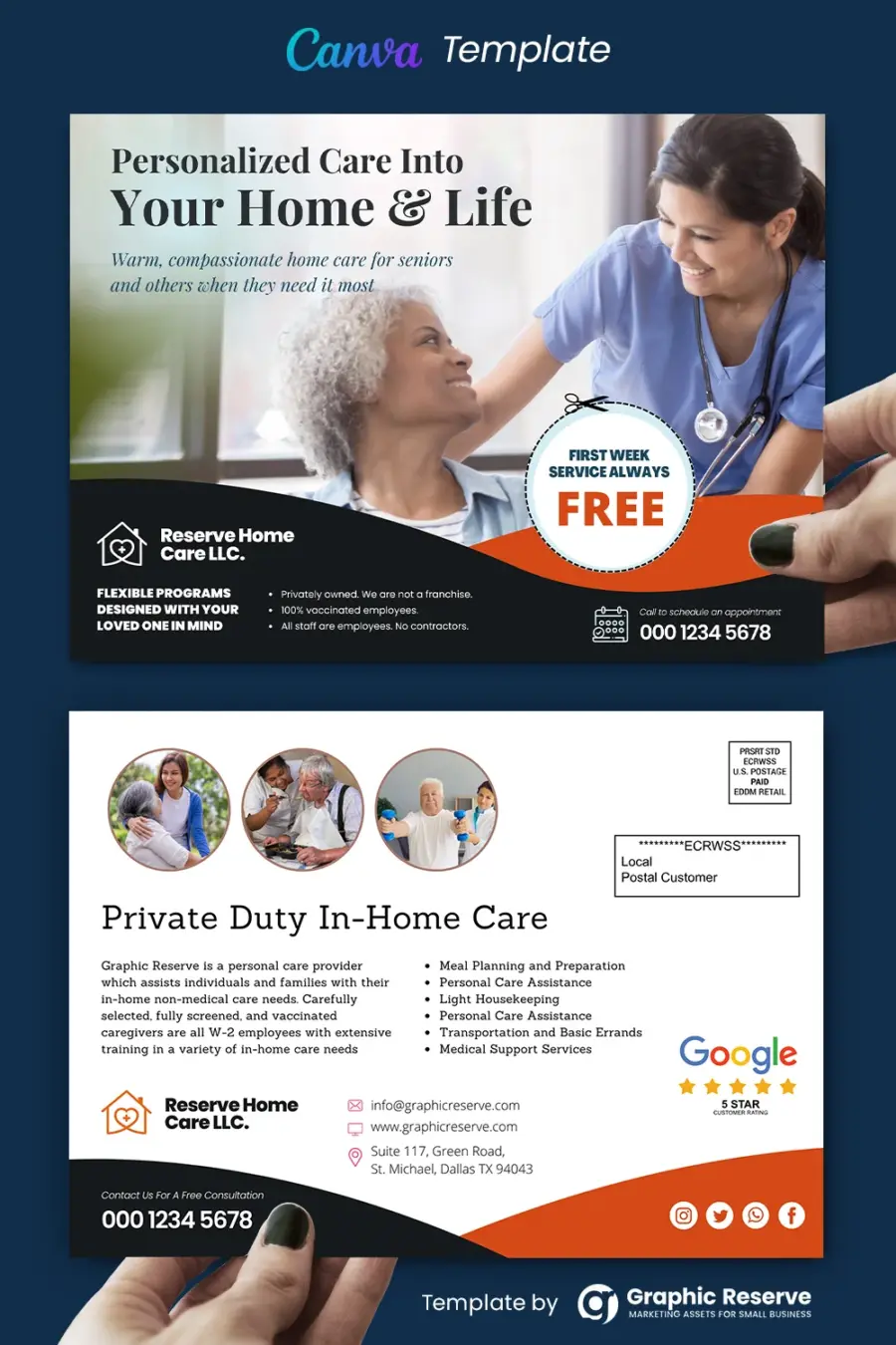 In-Home Care Direct Mail Postcard (Canva EDDM Template)