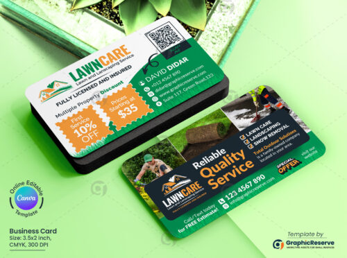 Lawn Care Best Quality Service Business Card Canva Template