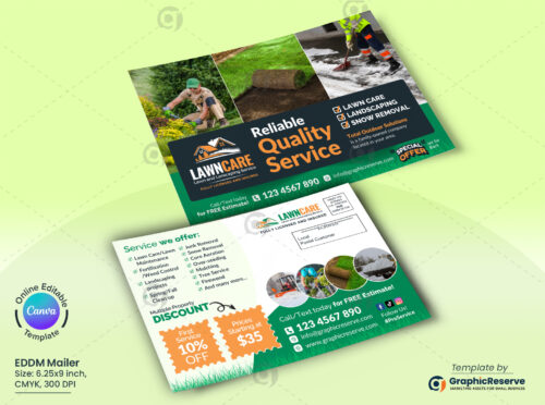 Lawn Care Best Quality Service EDDM Mailer Canva Template