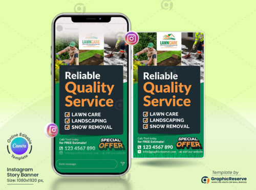 Lawn Care Best Quality Service Instagram Story Post Canva Template