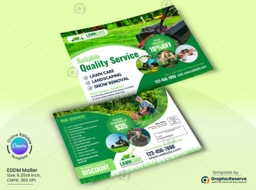Lawn Care Service EDDM Mailer Design Canva Template