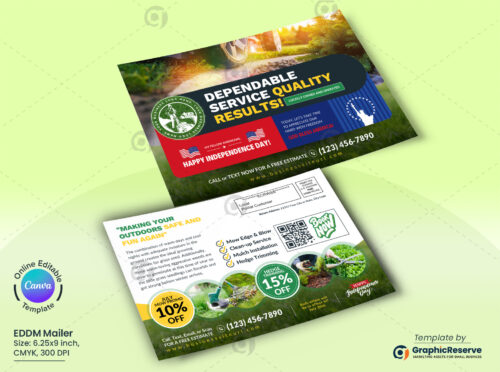 Lawns & Landscaping EDDM Postcard Design Canva Template