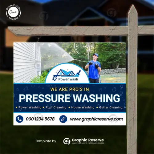 Pressure Washing Yard Sign Design Canva Template