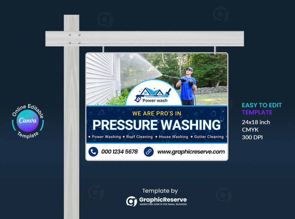 Pressure Washing Yard Sign Design Template | Canva Editable