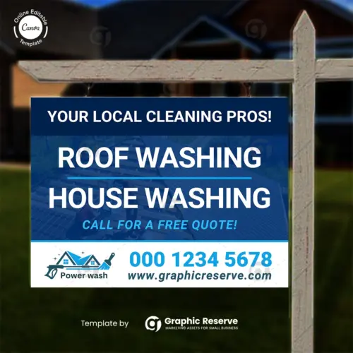 Roof Washing Yard Sign Design Canva Template