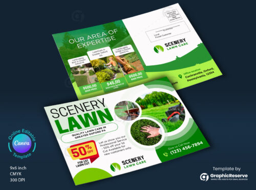 Scenery Lawn Care Landscaping Service Eddm Postcard Canva Template (1)