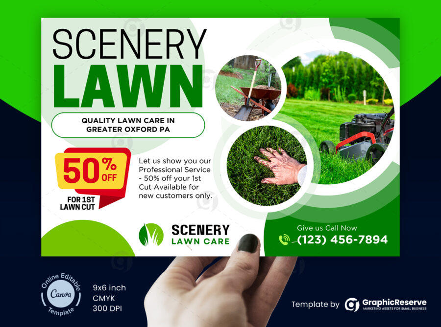 Scenery Lawn Care Landscaping Service Eddm Postcard Canva Template (3)