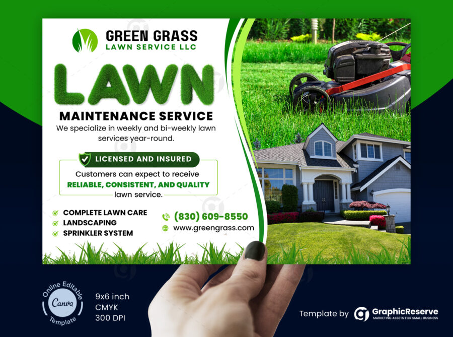 lawn maintenance service eddm postcard landscaping canva editable template1