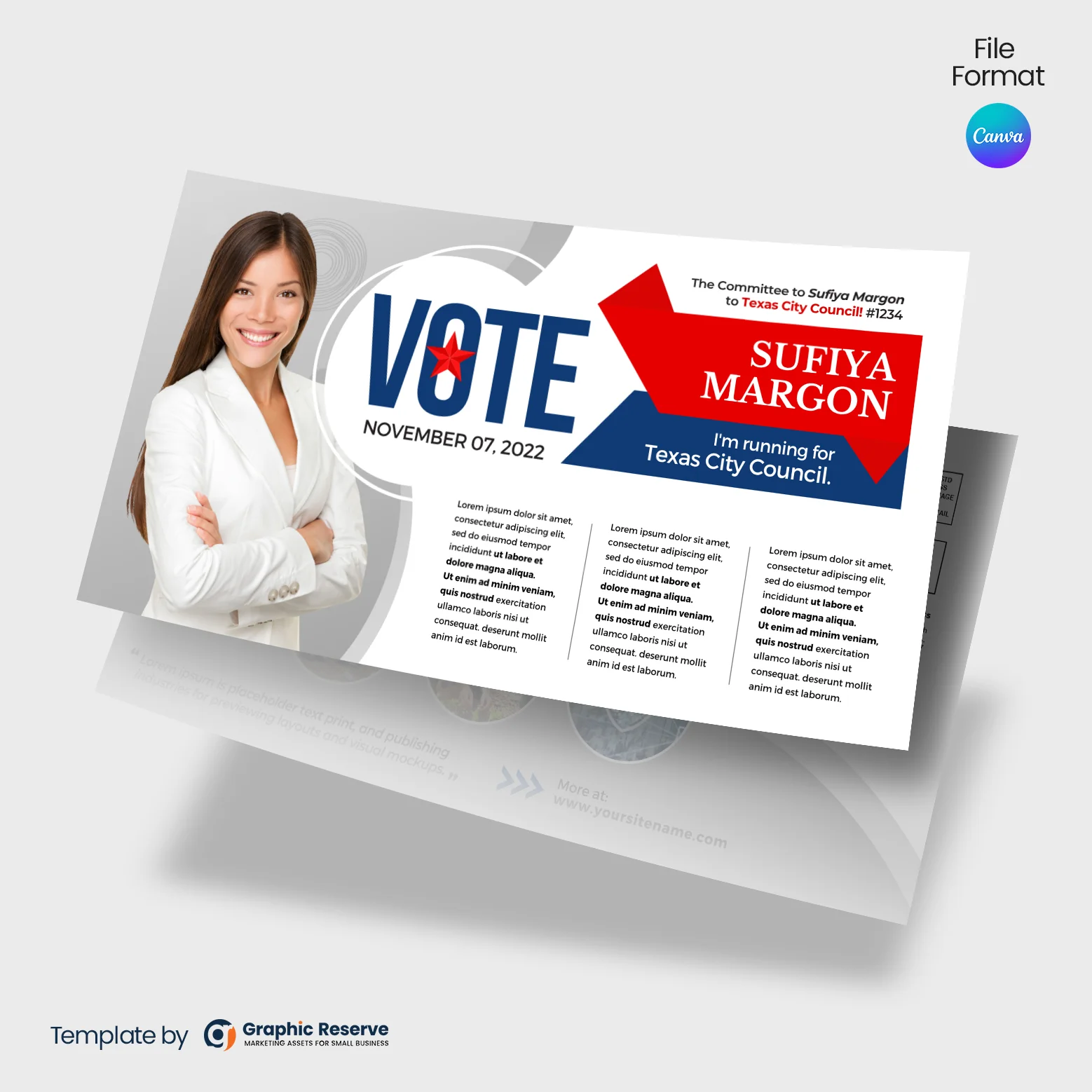 Canva Political Campaign Postcard Template Direct Mail Design
