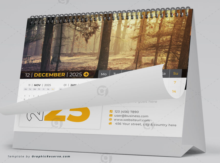 Desk Calendar 2025 template by visualgraphics v6