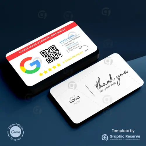 Google Review Request Business Card With Thank You Greetings & QR