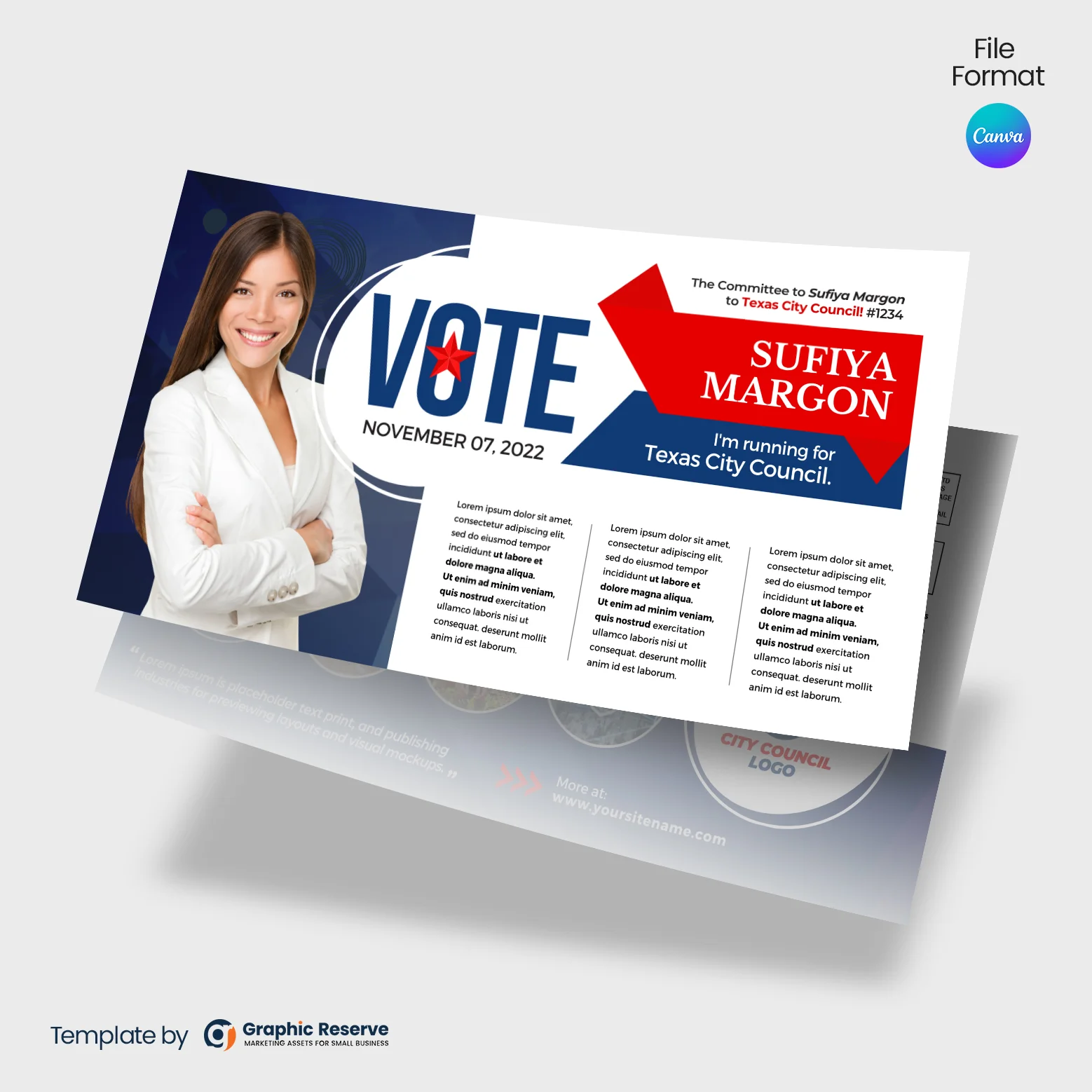 Political Campaign Mailer Canva Template Editable Postcard Design