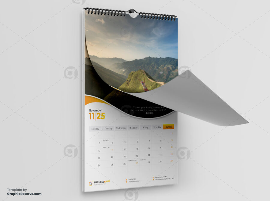 Wall Calendar 2025 template by visualgraphics v11