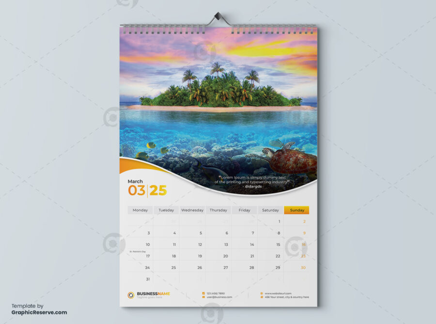 Wall Calendar 2025 template by visualgraphics v3