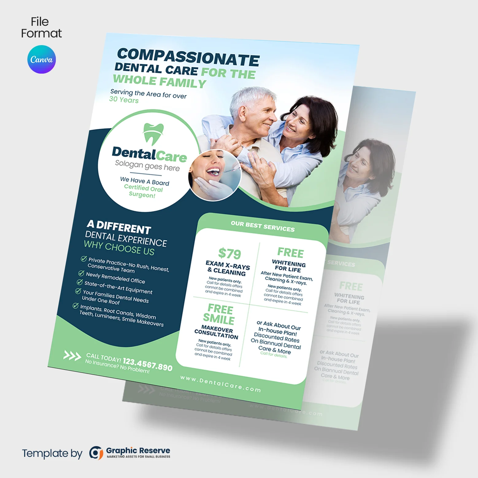 Dental Promotional Service Flyer Canva template