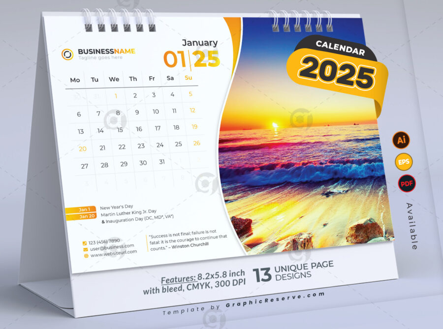 Desk Calendar 2024 template by visualgraphics v1