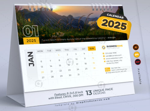 Desk Calendar 2025 template by visualgraphics v1