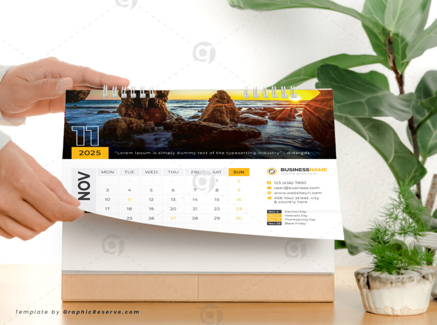 Desk Calendar 2025 template by visualgraphics v5