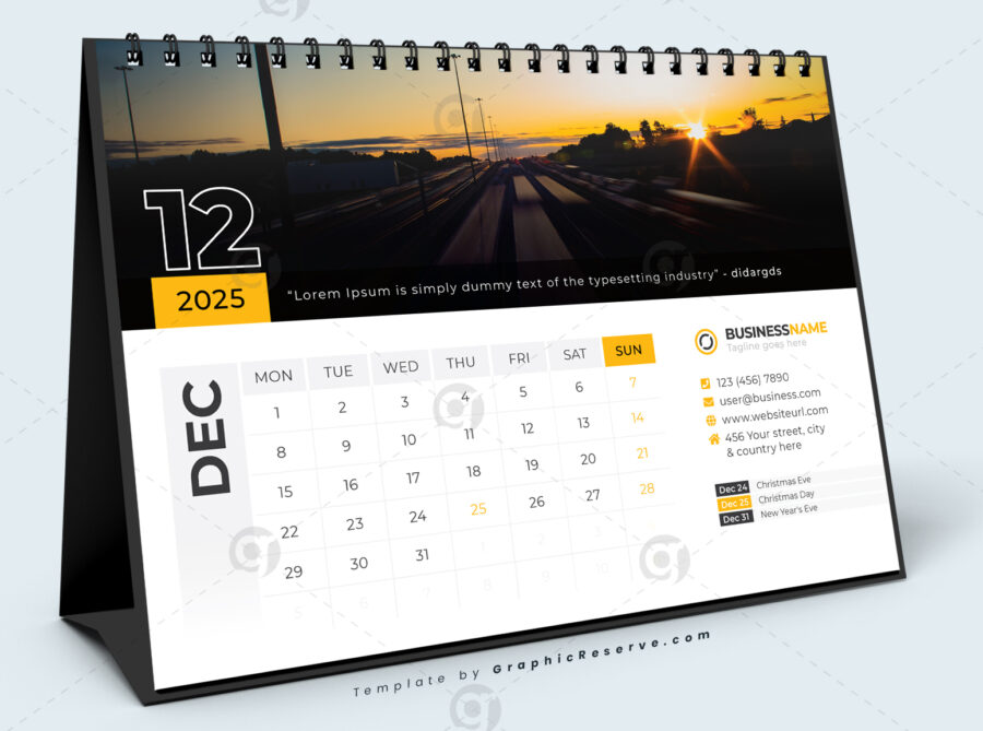 Desk Calendar 2025 template by visualgraphics v6