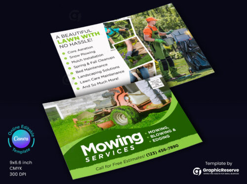 Lawn Care Landscaping Mowing Services EDDM Postcard Canva Template