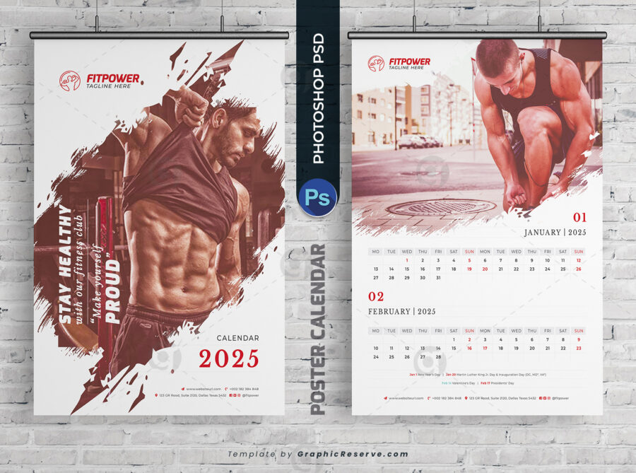 Poster Calendar 2025 template by visualgraphics v1