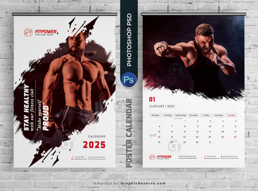 Poster Calendar 2025 template by visualgraphics v1