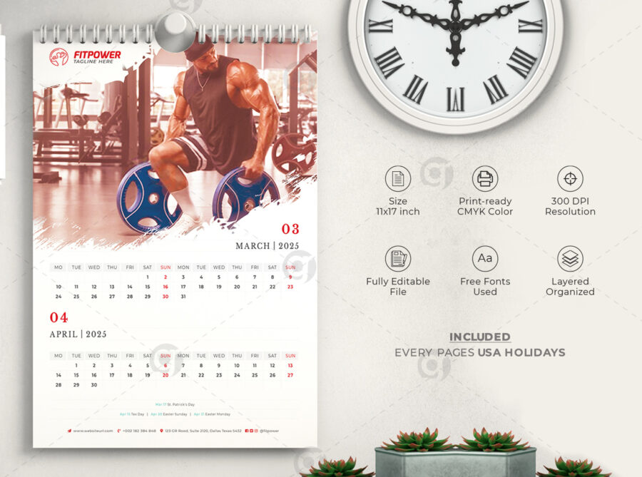 Poster Calendar 2025 template by visualgraphics v2