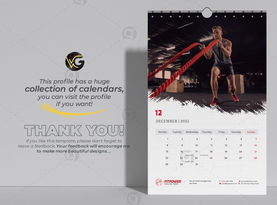 Poster Calendar 2025 template by visualgraphics v6