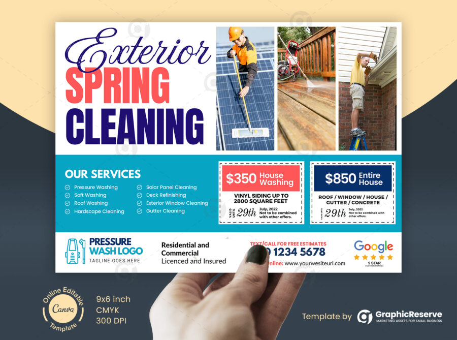 Exterior Cleaning Direct Mail Marketing Postcard Design Template