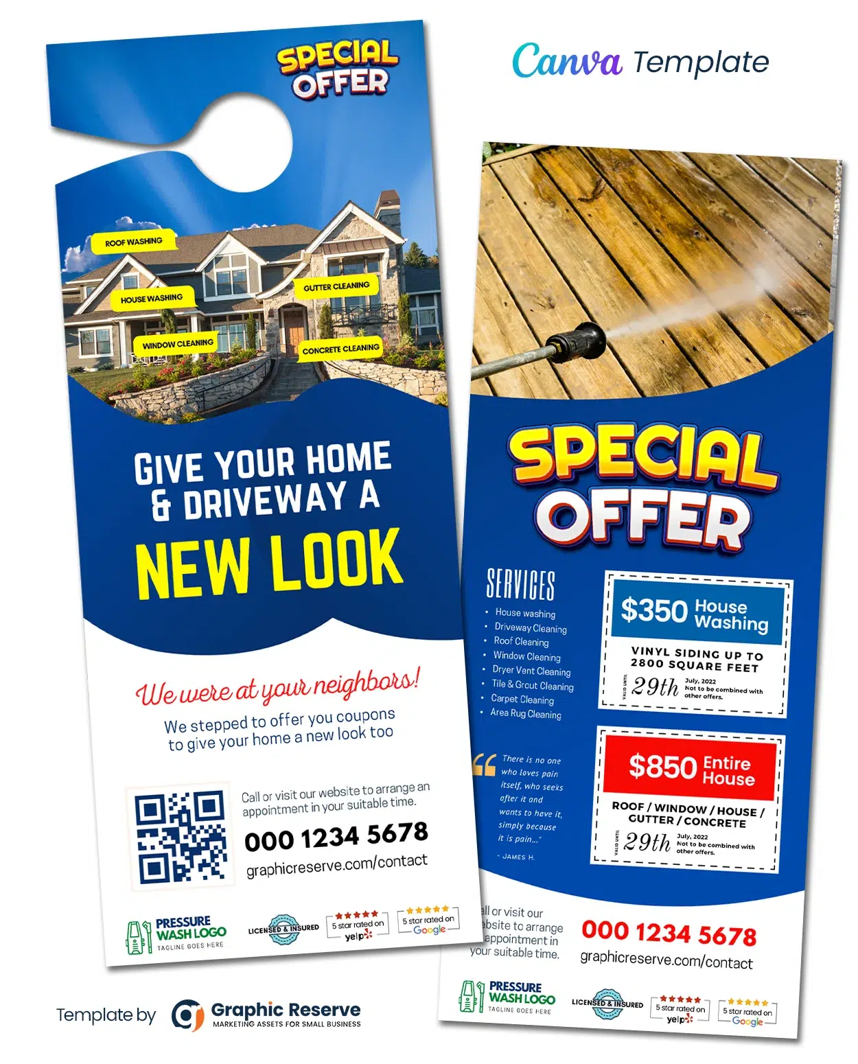 Exterior Cleaning Door Hanger Design Template (Canva Online Editable)
