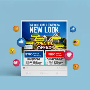 Exterior Cleaning Social Media Marketing Banner With Coupon Code (3-in1)