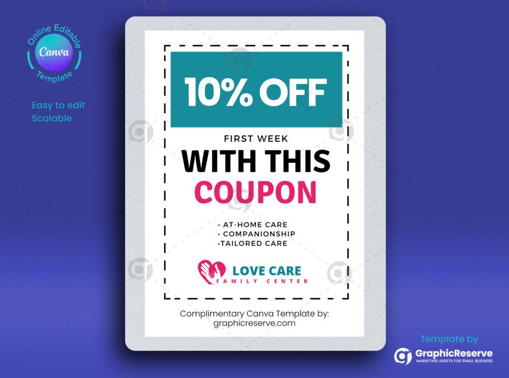 Home care coupon design template