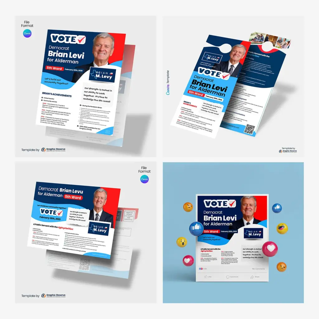Vote Campaign Promotional Kit Design Canva Template es Bundle
