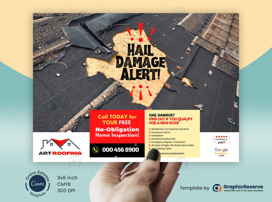 Roof repair direct mail marketing postcard design