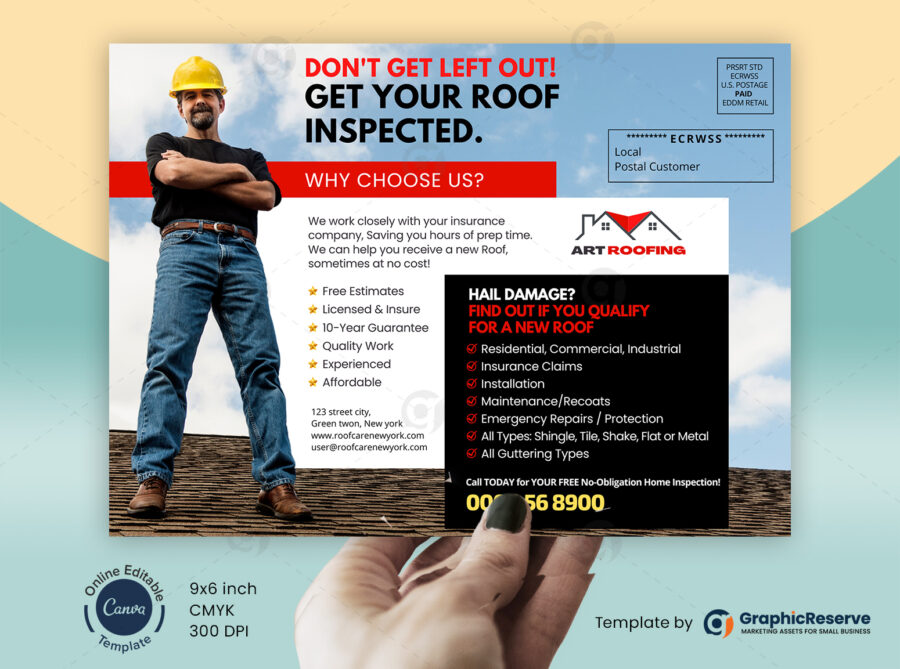 Roofers direct mail eddm postcard design template