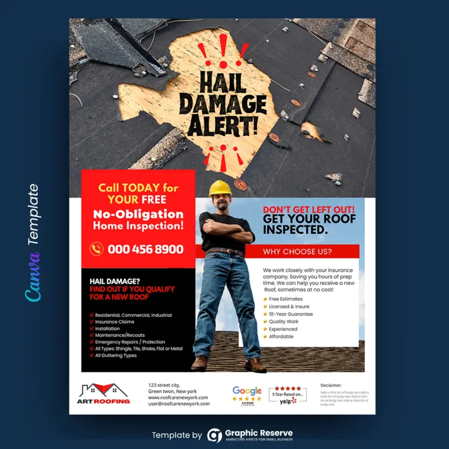 Roofing Flyer Design Template | 2 Styles | Canva Online Editable