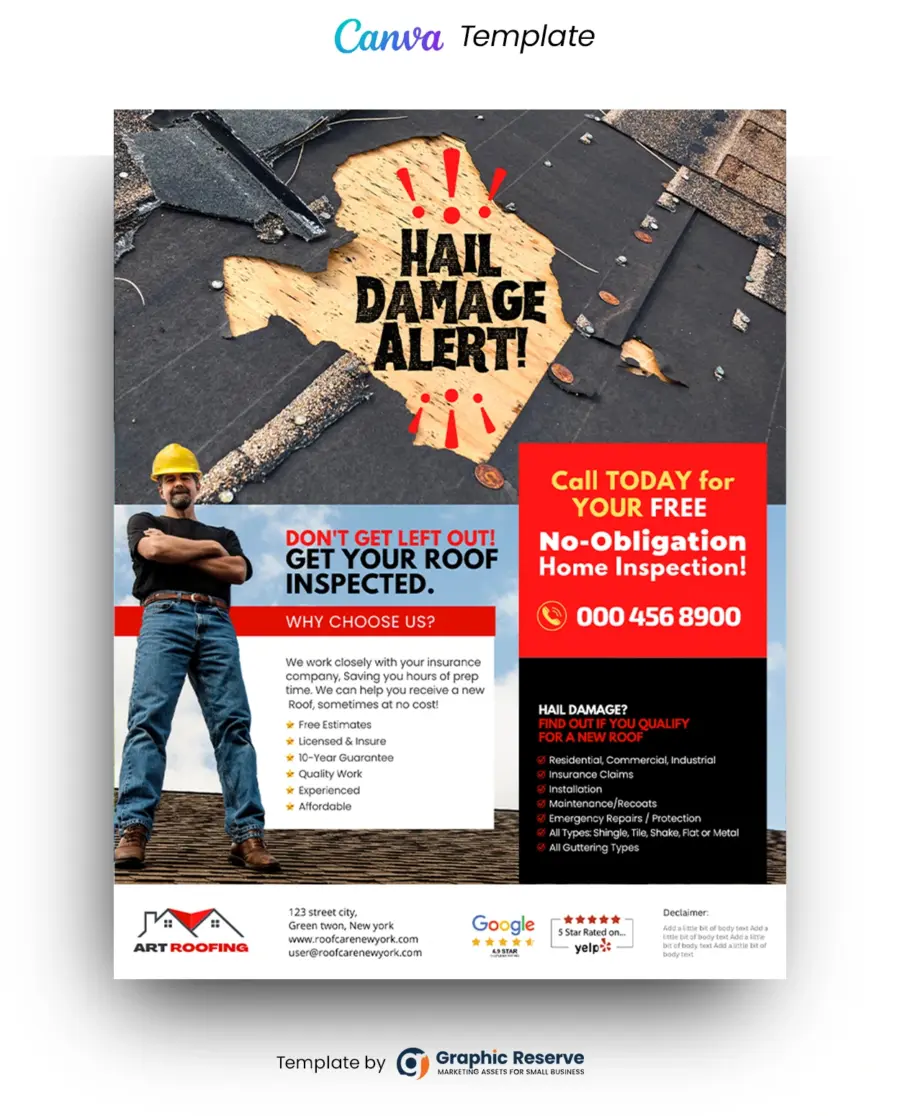 Roofing Flyer Design Template | 2 Styles | Canva Online Editable