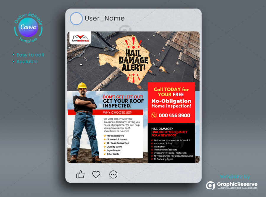 Roofing social media post design template