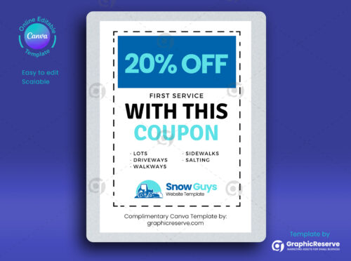 Snow removal discount coupon design template