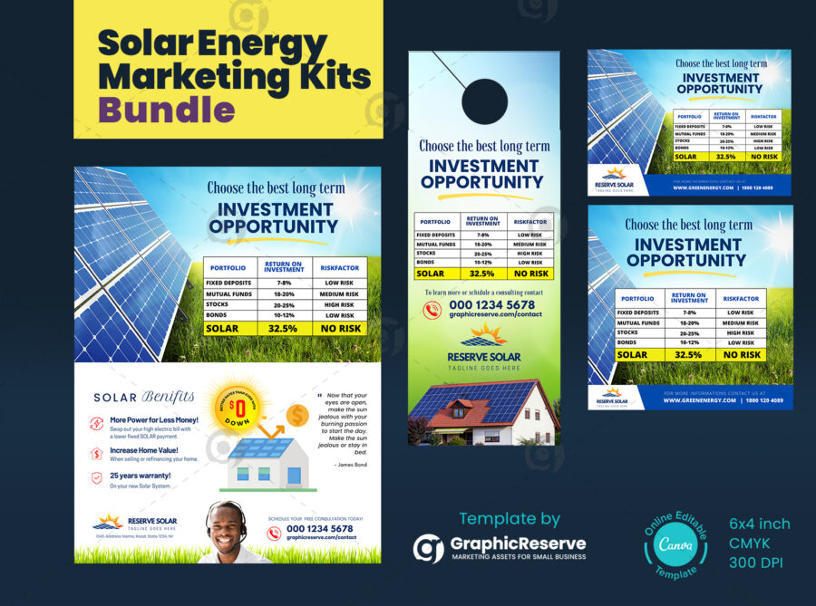 Solar marketing materials design template Bundle